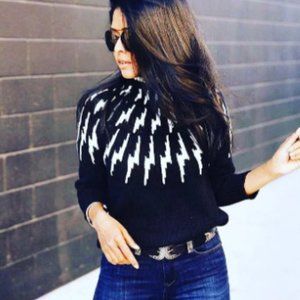 525 America Black and White Turtleneck Sweater